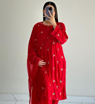 3Pc Embroidered cotton lawn Dress