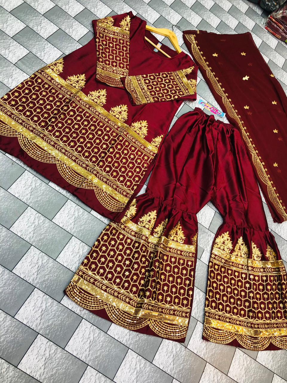 3pc embroidery Gharara