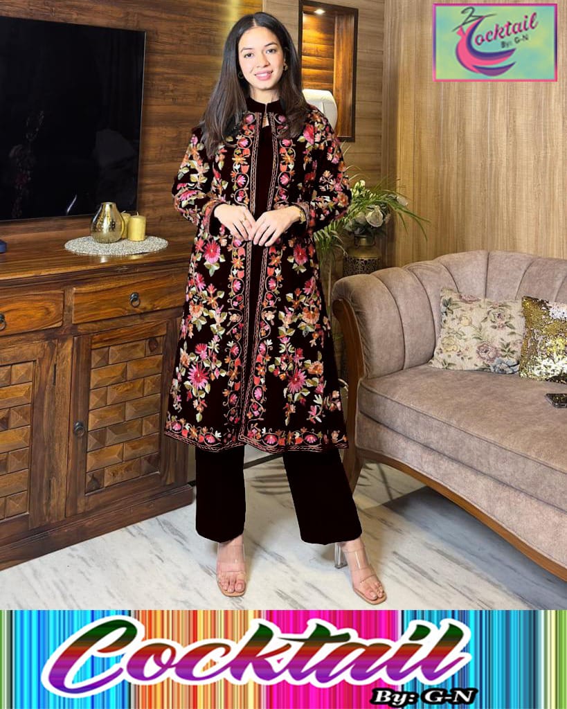 3pc embroidery coat dress