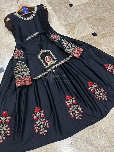 2pc embroidery coat with maxi