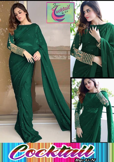 Stitched embroidery saree